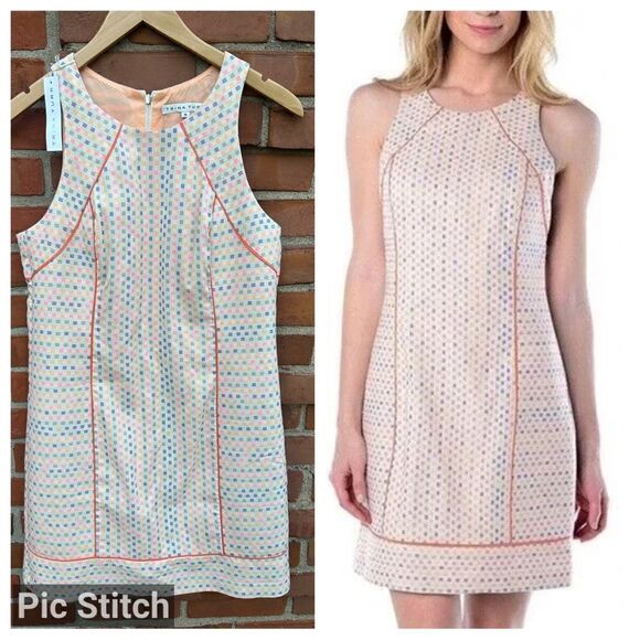 Trina Turk Delma Cream Multi Embroidered Shift Dress - Picture 1 of 8